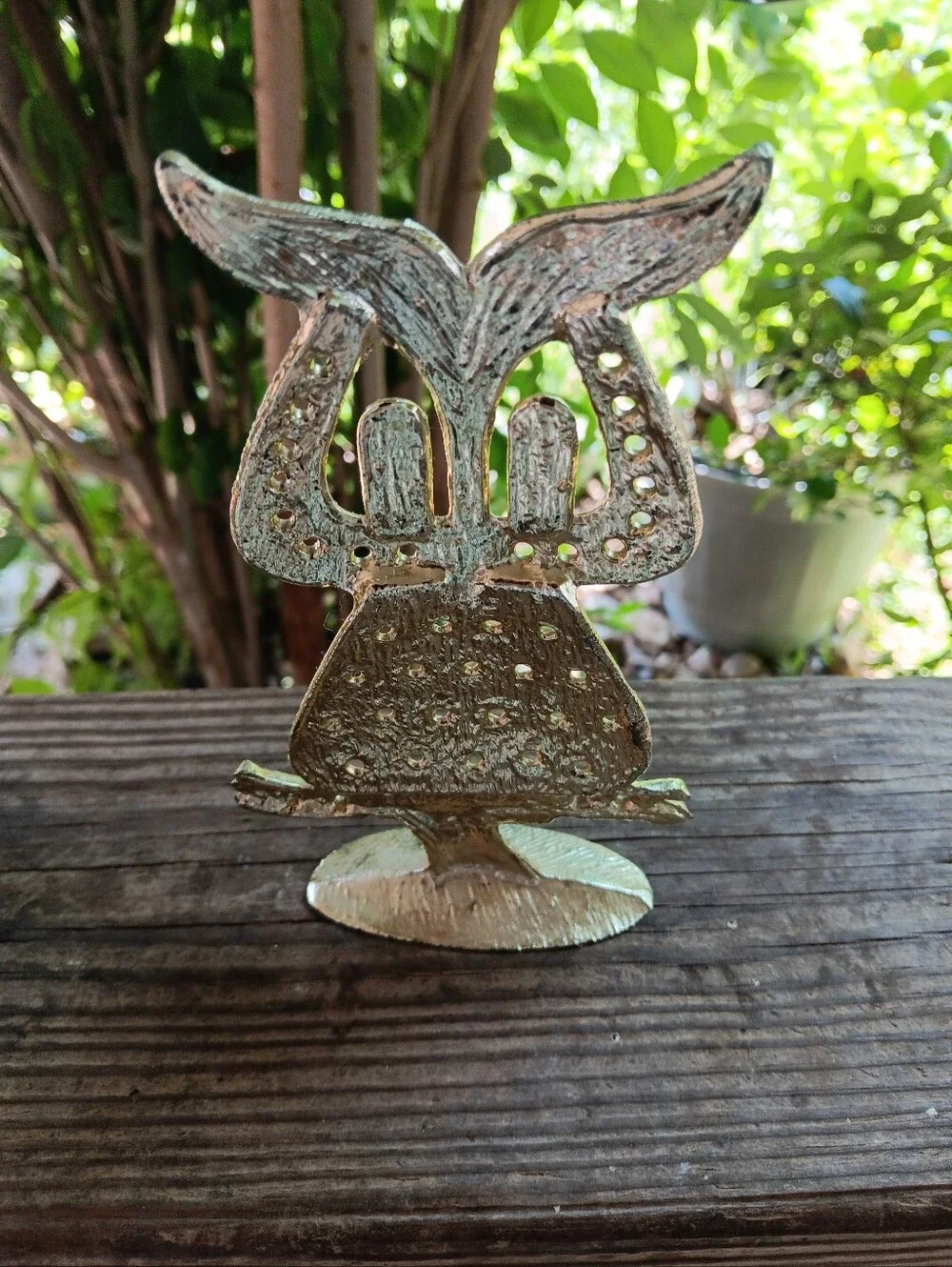 Vintage 70s Gold Tone Owl Earring Holder MCM